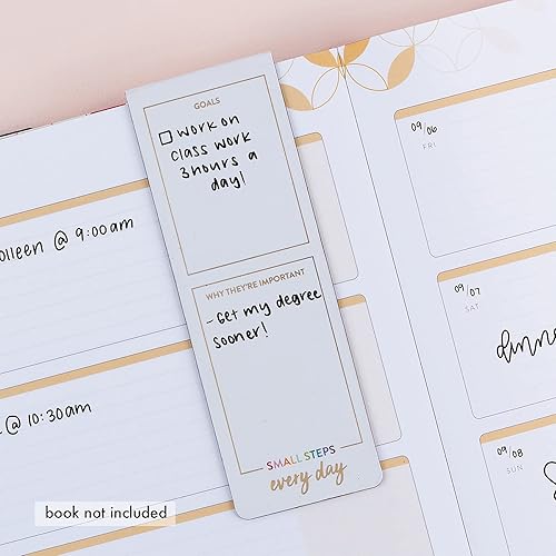 Miniatura 6 de Marcador de página magnético plegado - Diseño de seguimiento de hábitos. Funciona con marcadores de borrado húmedo. Mide 2 x 6 pulgadas. Se adapta a