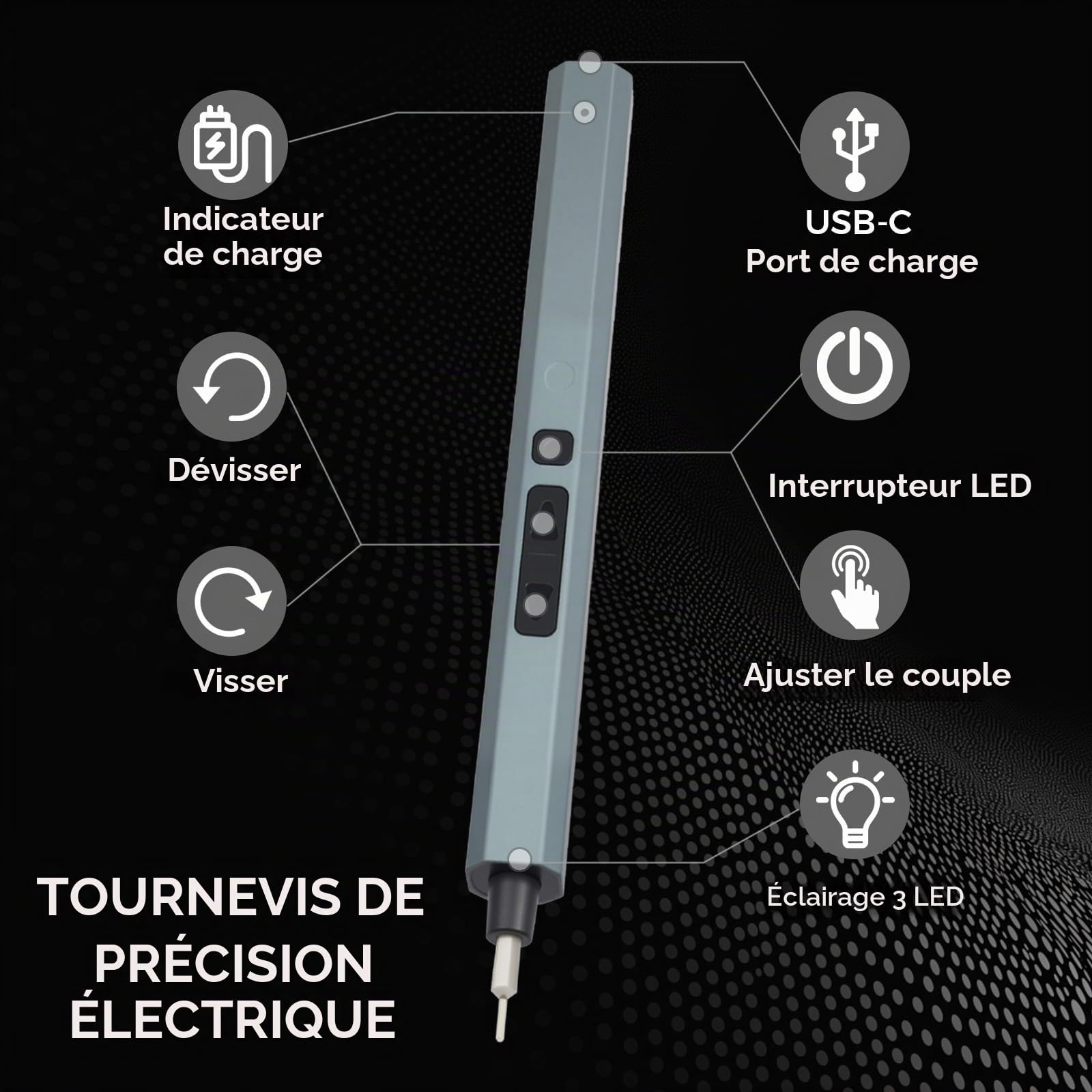 152 EN 1 Tournevis électrique set, Mini Tournevis Electrique Sans Fil