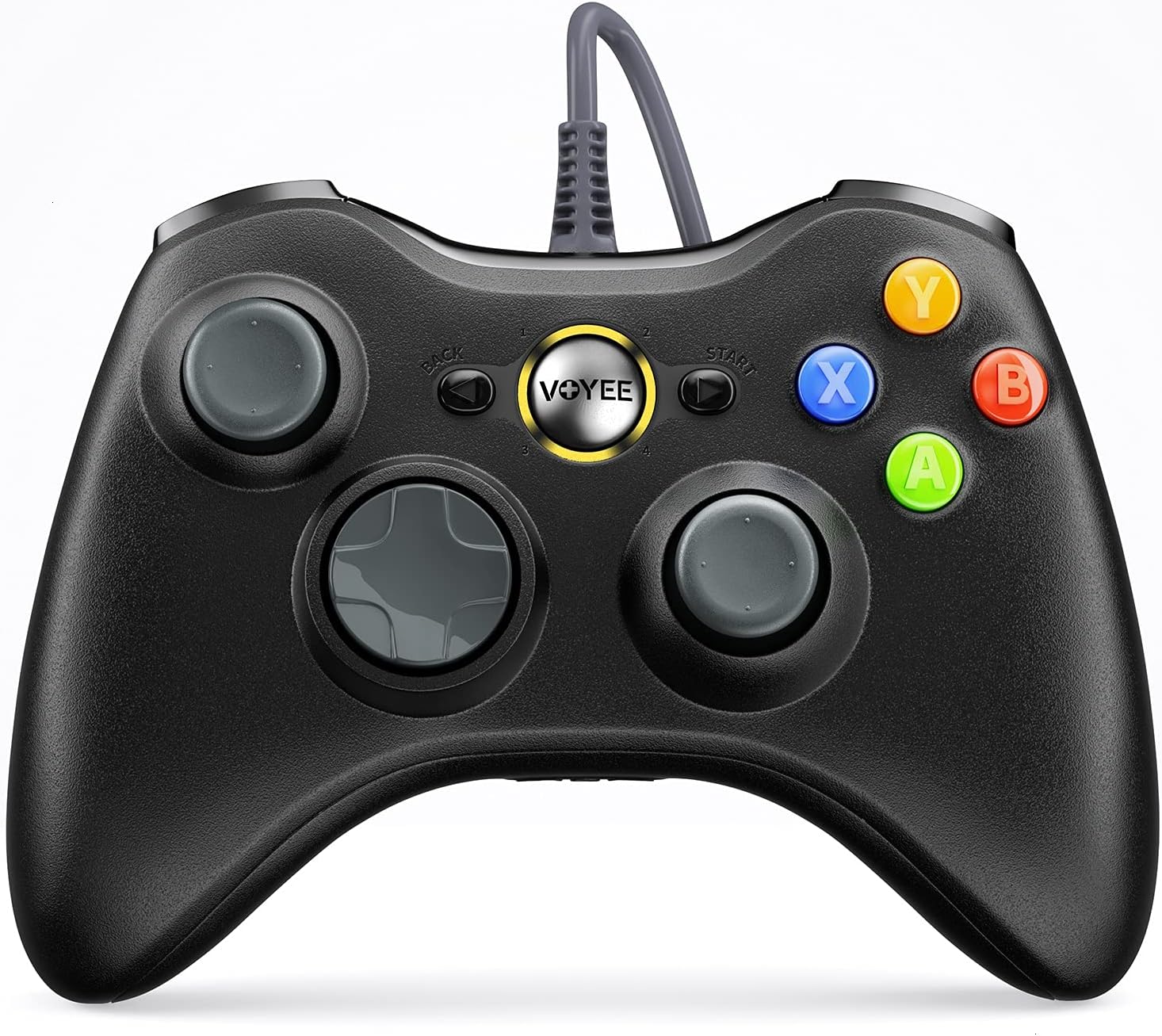 VOYEE Wired Controller Compatible with Microsoft Xbox 360 & Slim/PC Windows 10/8/7, with Upgraded Joystick, Double Shock | Enhanced (Gray)