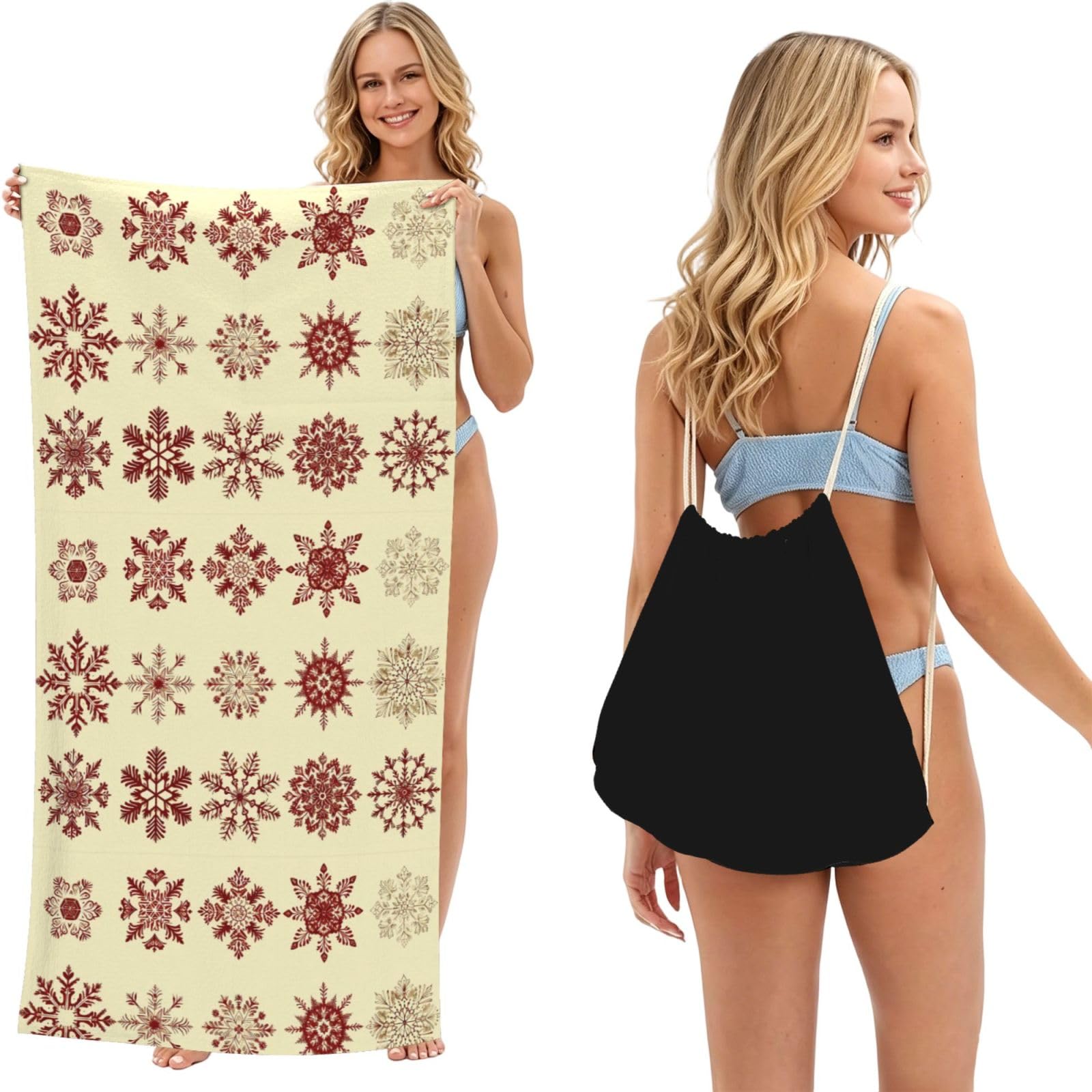 SKGOHLH All kinds of paper-cuts 2in1 Packable Beach Towel Bag Women