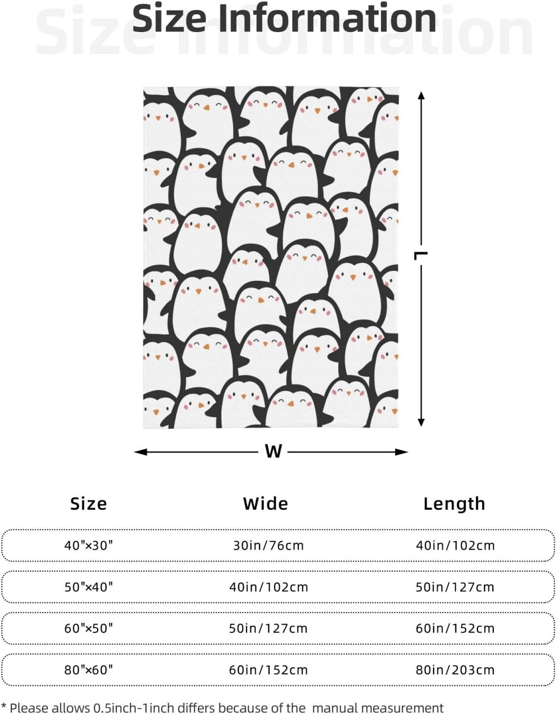 Funny Cartoon Penguins Throw Blanket for Bed Sofa Couch Fleece Blankets Lightweight Soft Cozy 50"x40" - Image 2