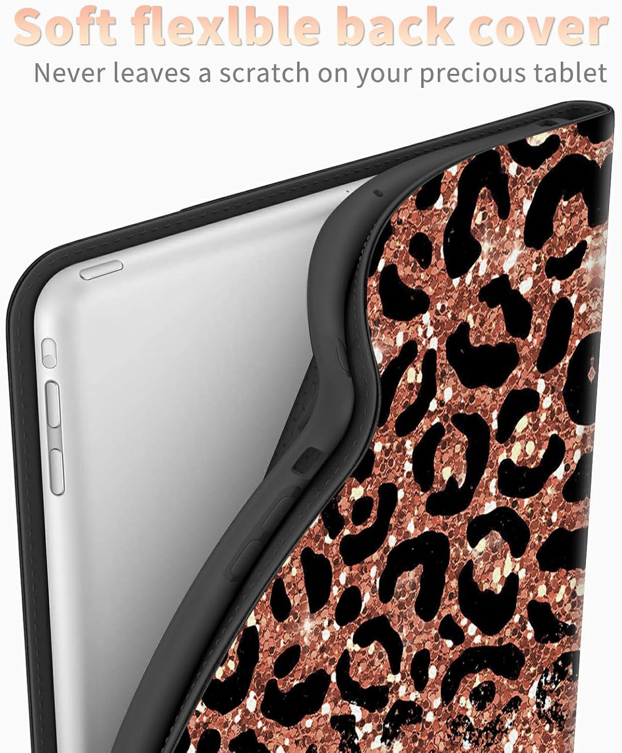 Leopard Glitter Case for All-New Kindle Fire HD 10 & 10 Plus Tablet (11th Generation, 2021 Release), PU Leather Folding Stand Cover with Multi-Viewing Angles Auto Sleep & Wake