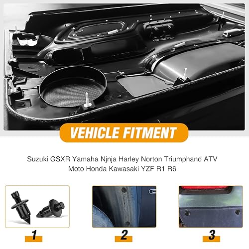 Miniatura 4 de GOOACC 50 piezas M6 Clip de guardabarros Retenedor de parachoques Remaches de nylon a presión para motocicletas (2005-6SRIV) para Honda Kawasaki