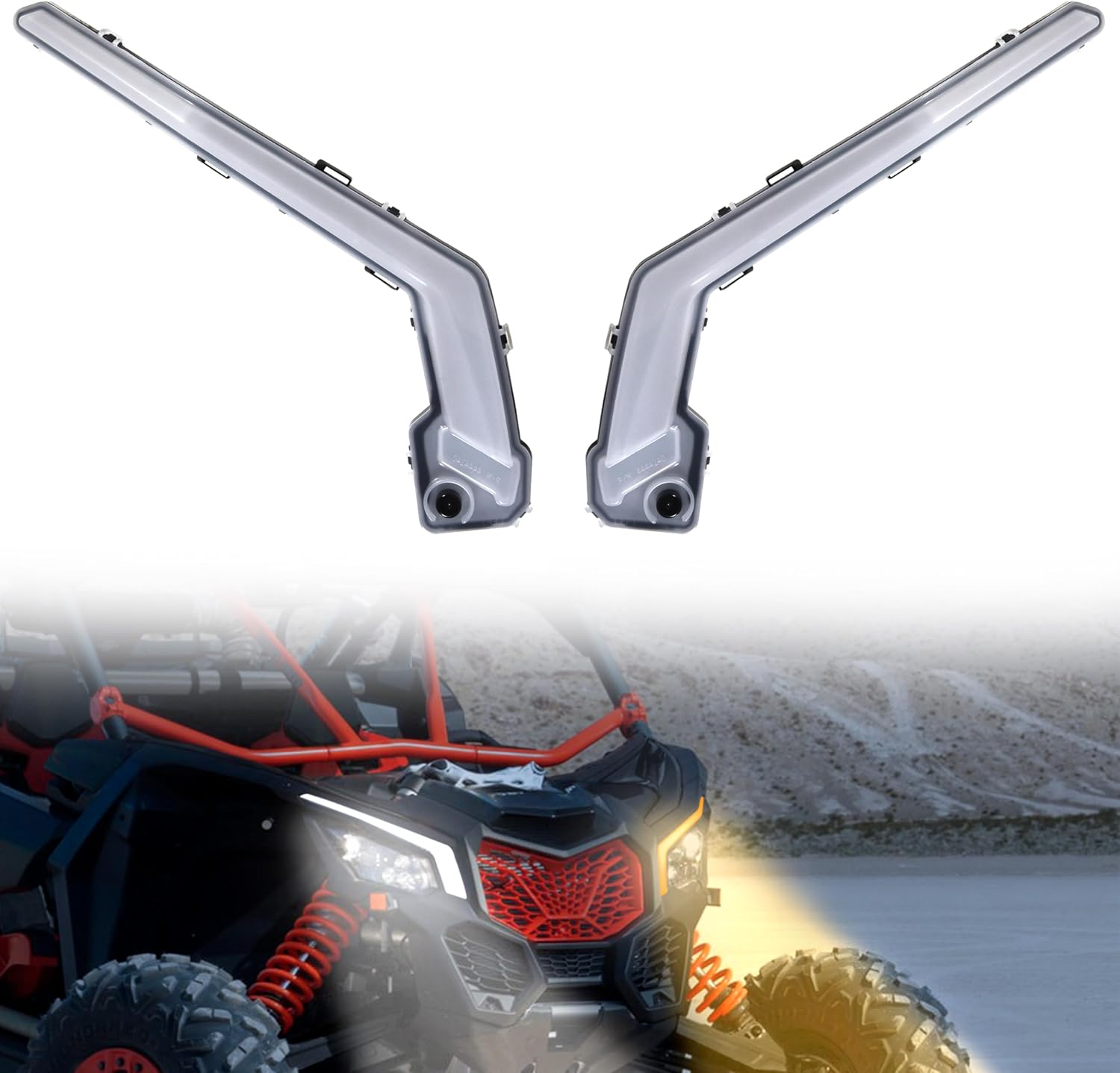 SAUTVS X3 LED Front Signature Fang Lights, LED Turn Signal Lights Assembly for Can-Am Maverick X3 XDS XRS Max Turbo R Trail Sport Max 2017-2025 Accessories (2PCS, Replace #710004994, 710004995)