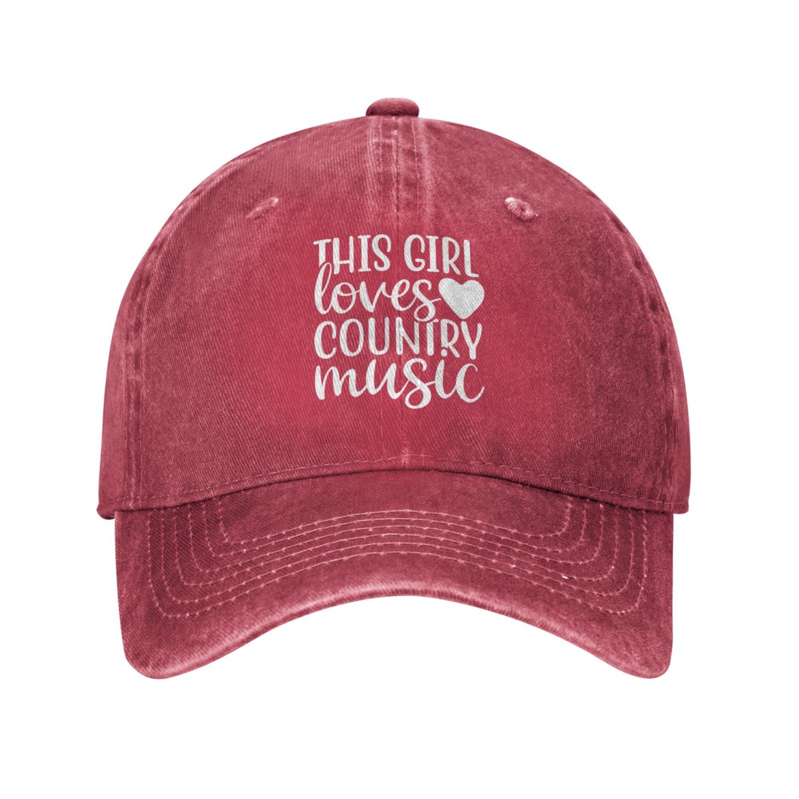 GQWJKSZ Music Lover Hat This Girl Loves Country Music Hat for Men Baseball Caps Graphic Hats Red
