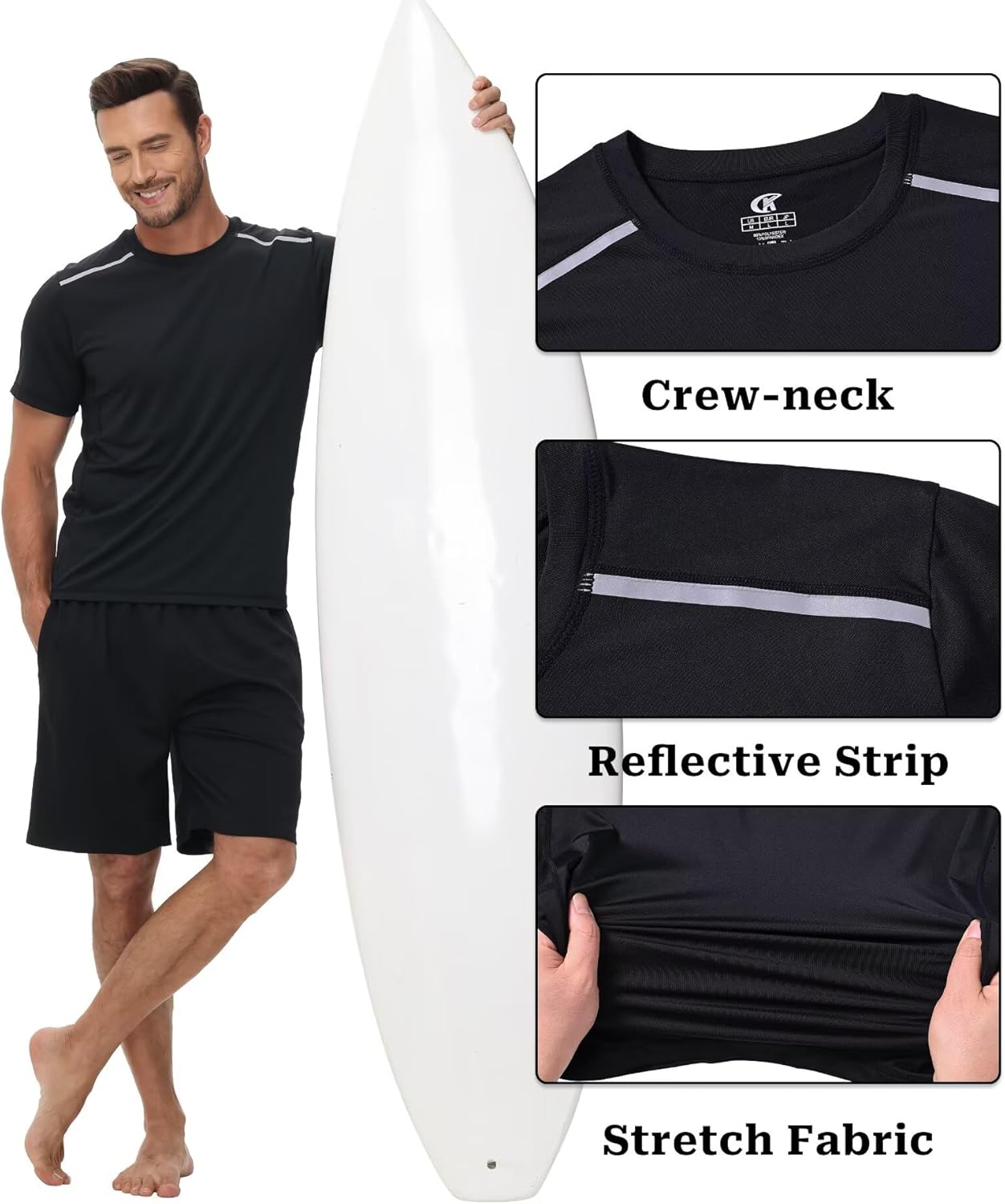 Yundobop Men's Athletic Workout T-Shirt Breathable Short Sleeve UPF 50+ Running Tee - Image 3