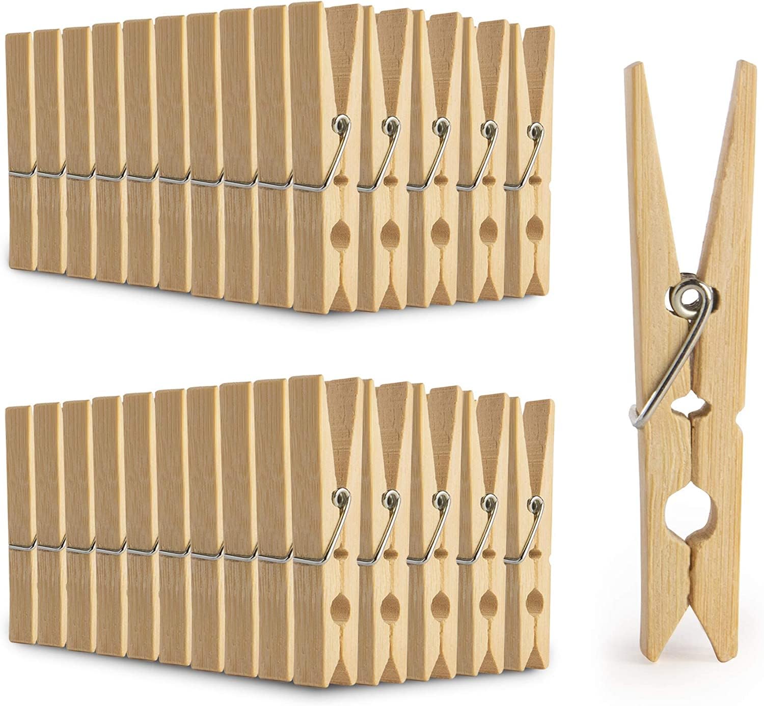 Lnd Gifts 60 Solid Wooden Clothes Pegs Clips Washing Line Dry Laundry Airer