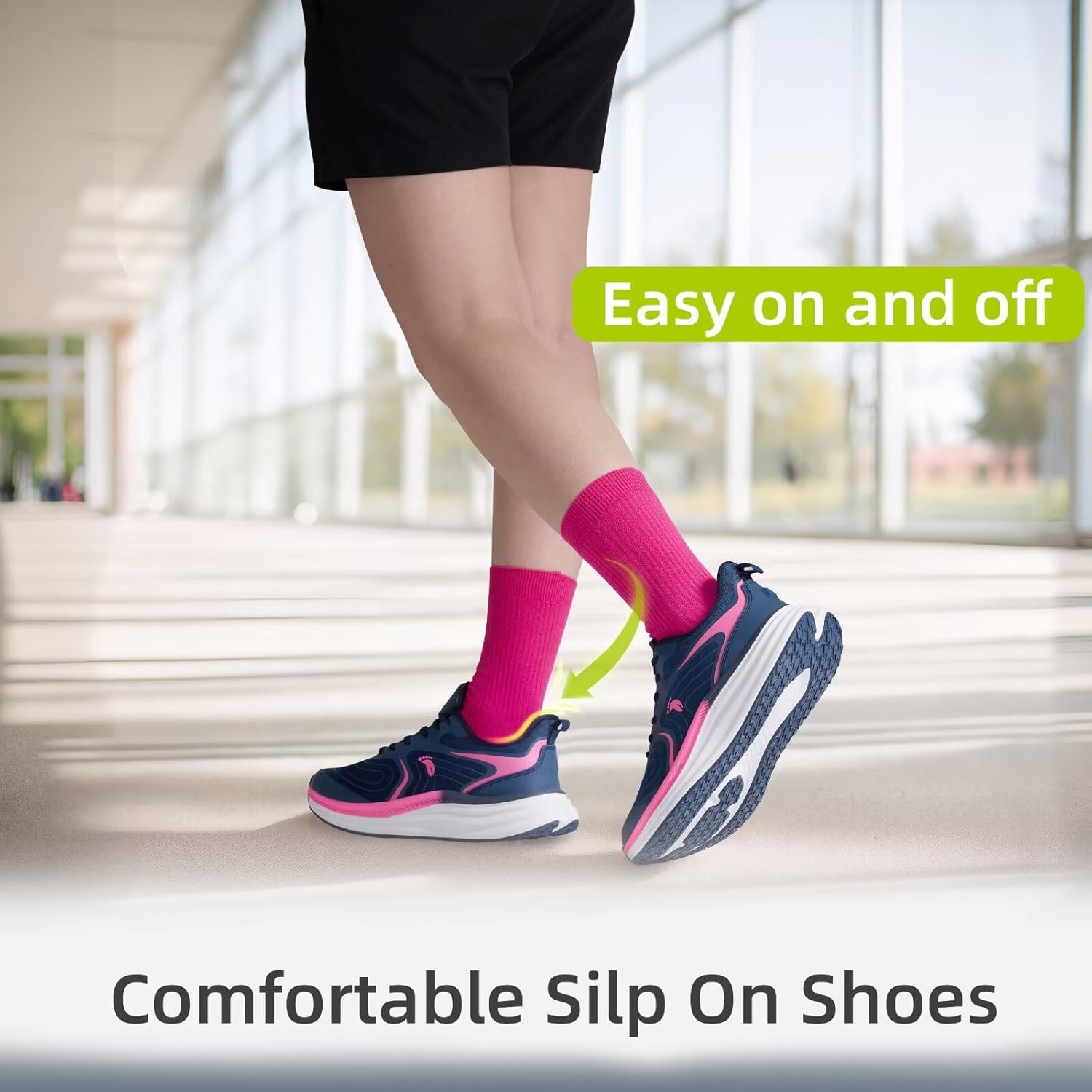 Women's Orthopedic Road Running Shoes: Comfortable Casual Arch Support Plantar Fasciitis Athletic Sneakers, High Arch Flat Feet Tennis Sports Work Walking Shoes for Foot and Heel Pain Relief - Image 2