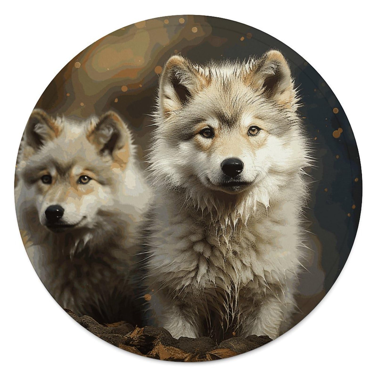 Couverture de plage ronde motif loup pour vos pique-niques en famille et soirées d'été