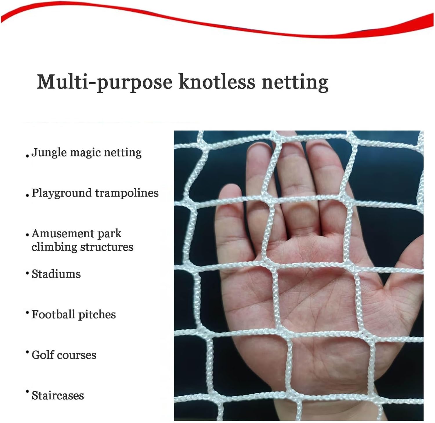 Protective Safety Polyester Knotless Rope Netting Multi Purpose Playground Safety Netting Balcony Guardrail Safety Netting Black,2x2m(6.6x6.6ft)