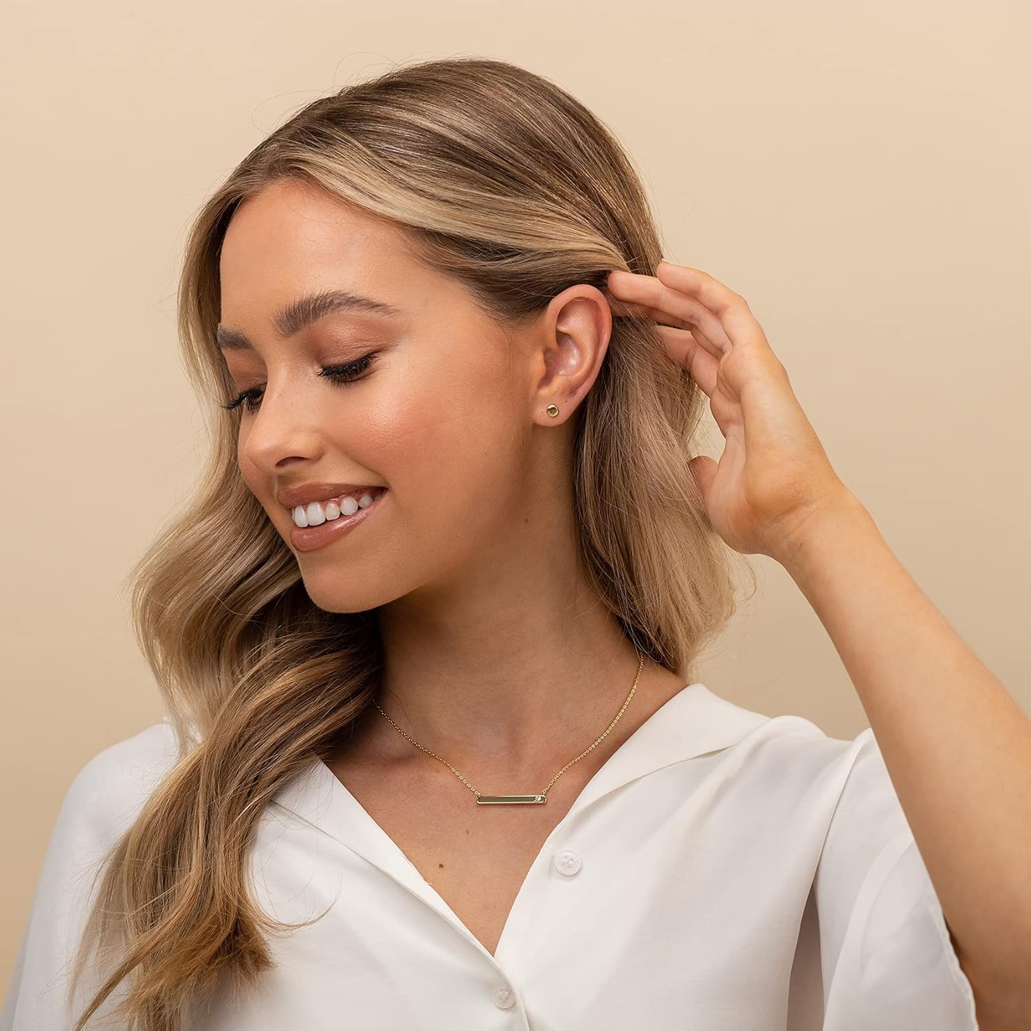 PAVOI 14K Gold Plated 925 Sterling Silver Tiny Stud Earrings for Women - Dainty Circle, Triangle, Bar Earrings - Hypoallergenic Minimalist Geometric Jewelry Small Gold Studs for Women - Image 4