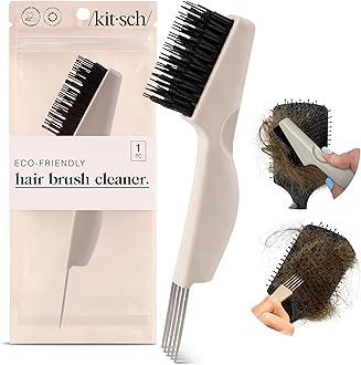 – Kitsch Double Sided Hair Brush Cleaner Tool 2-in-1 Comb Cleaner - Travel Size Cleanser for Detangling Paddle Oval Hairbrushes or Combs - Salon Solution for Removing Dust from Cushion