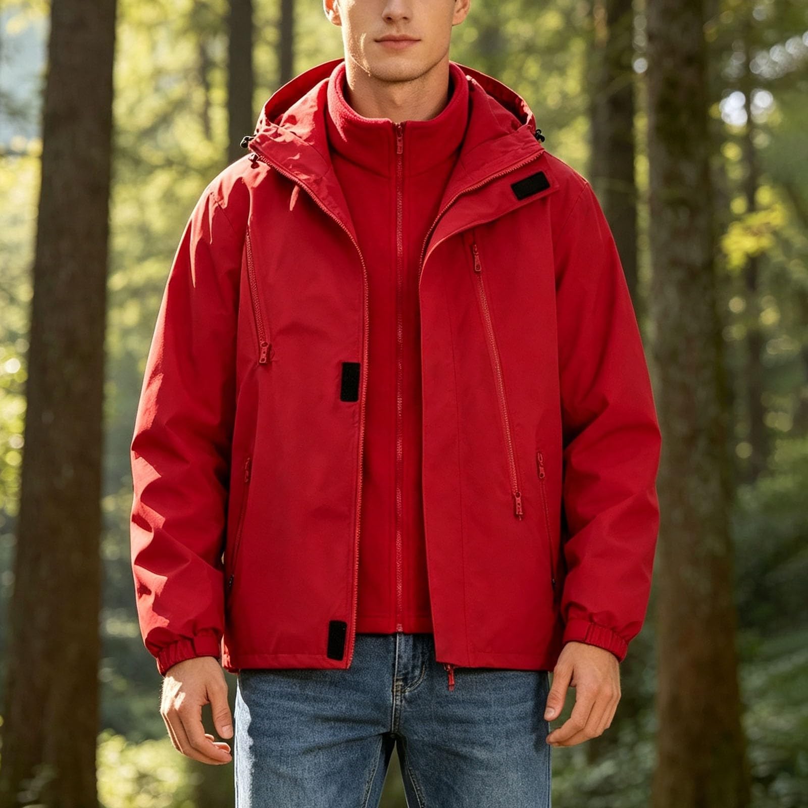 Giacca da esterno versatile 2 in 1 per uomo, antivento e foderata in pile,