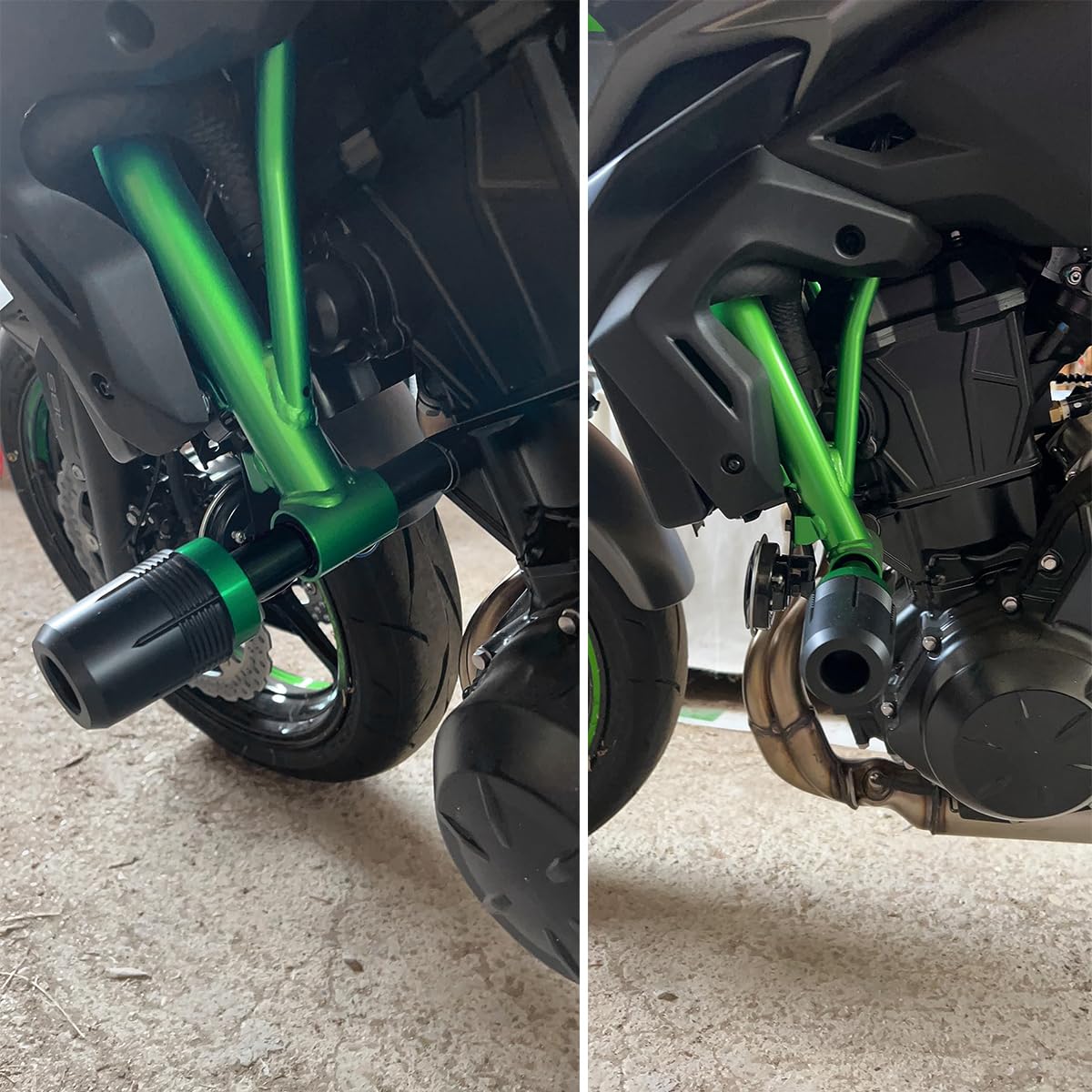 MOWOK Tamponi Paratelaio Protezione del Anticaduta Moto Accessori per Kawasaki Ninja 650 Z650 Z650RS 2017-2024 2023 Z650 RS Z 650 2025 Protezioni del Telaio (Verde)