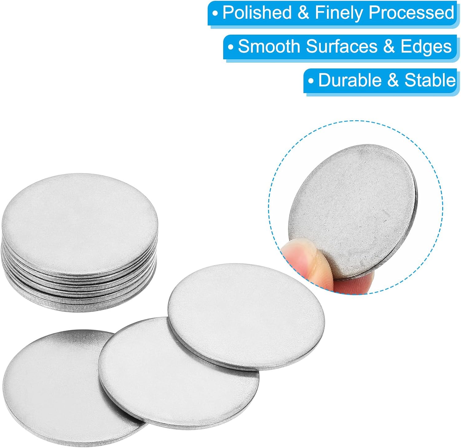 PATIKIL 40mm Steel Disc, 40Pcs Metal Stamping Blanks Tags Circle Round Metal Plate Strike DIY 304 Stainless Steel for Laser Engraving Stamping Craft Name Tag
