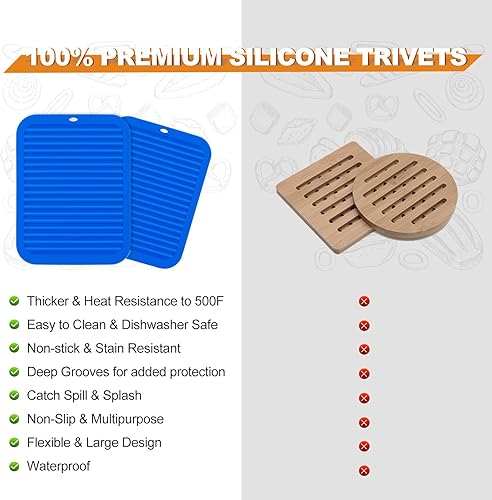 Miniatura 5 de Joyhalo Paquete de 4 salvamanteles de silicona para ollas y sartenes calientes, salvamanteles resistentes al calor de 480 para platos calientes,