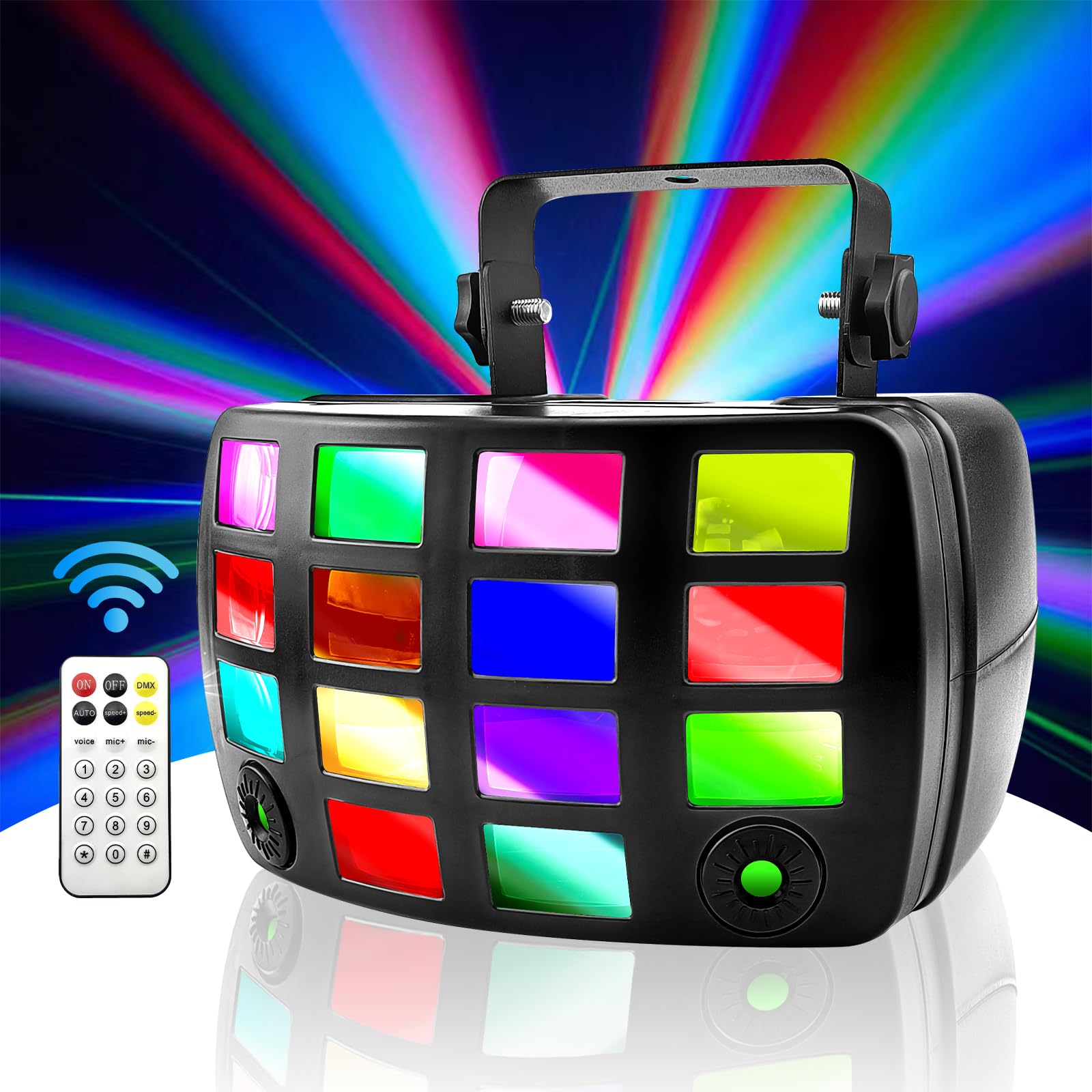 Party Light, Sound Activated DJ Light, DMX512 Stage Light with Remote, 20W Disco Light, RG Rave Light, Auto Club Light for Home, Derby Light for Bar KTV