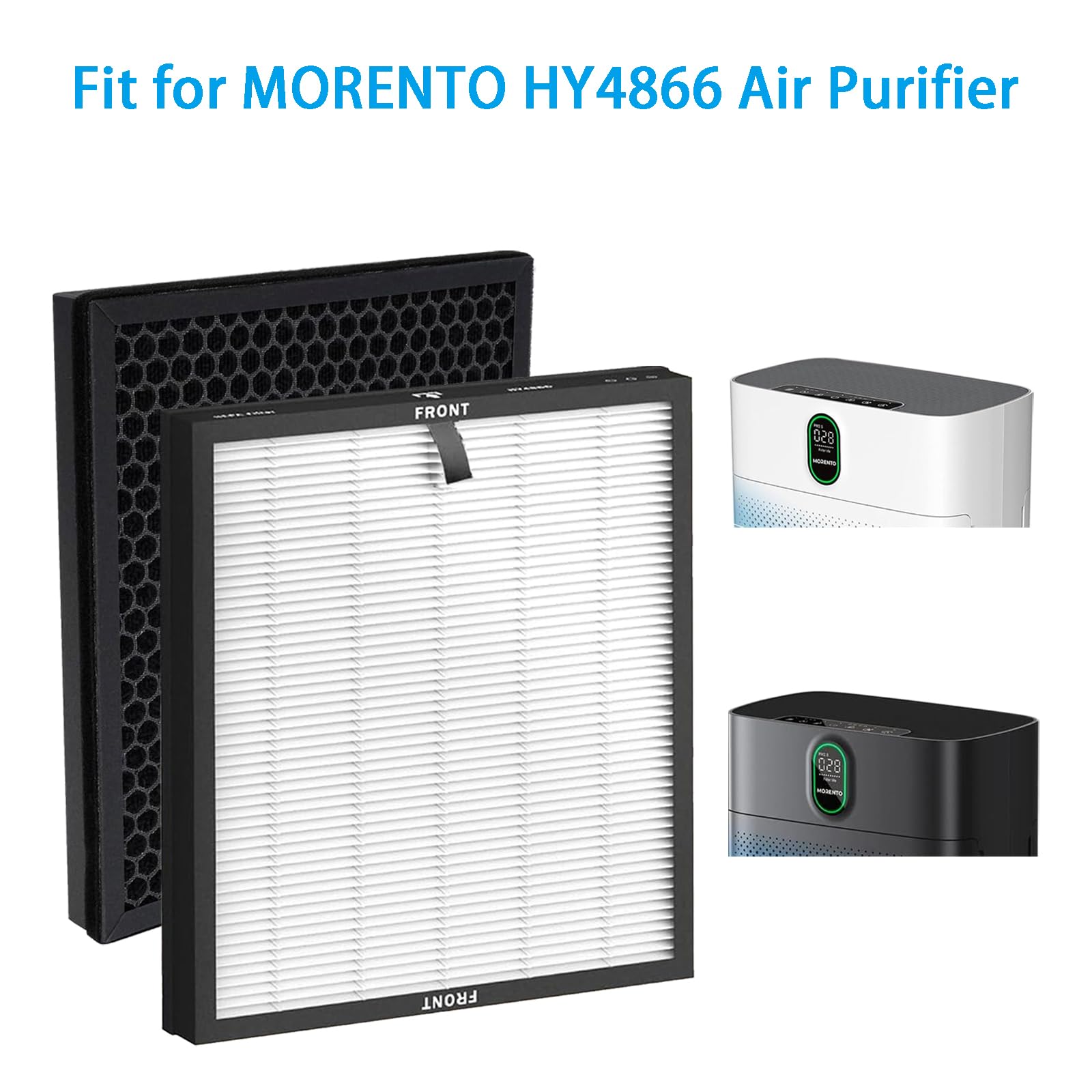 HY4866 - Set di filtri di ricambio compatibili con purificatore d'aria MORENTO HY4866 3 in 1 H13, filtro HEPA ai carboni attivi e prefiltro (2 pezzi)