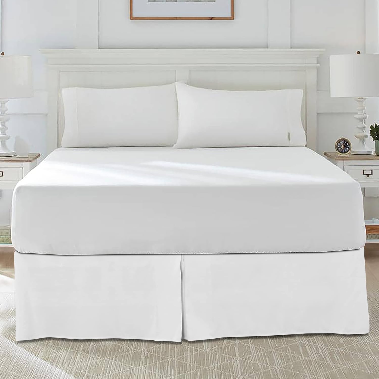 BLC White Full Bed Skirt, 14 Inch Tailored Drop, Premium