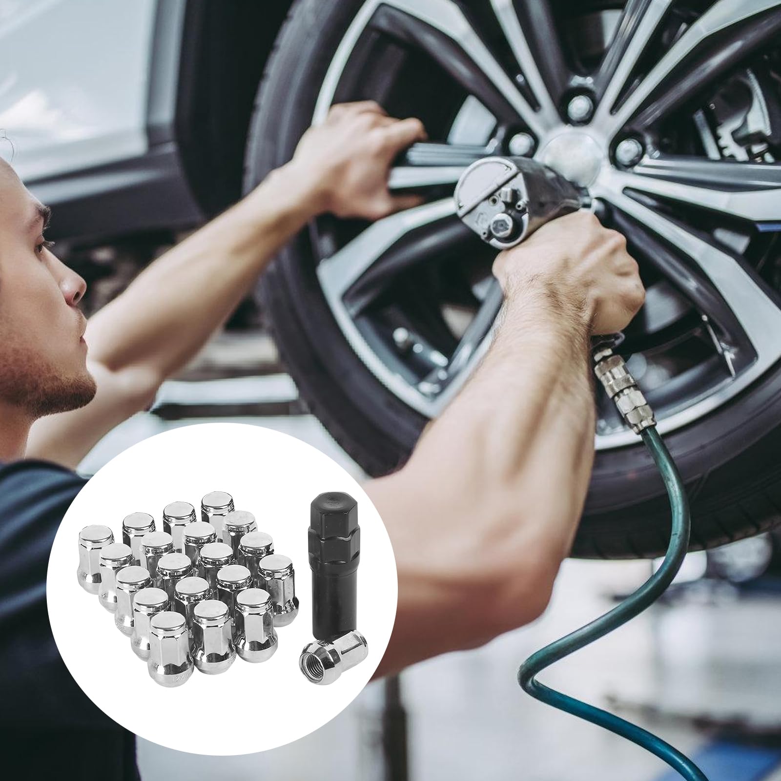 BAIFULAI 20 x dadi per ruote M12 x 1,5, dadi per ruote, tappi per viti cromate chiusi con base conica, 60°, SW 19mm, tappi per dadi per ruote per Ford, Toyota, Honda, Mazda - Argento