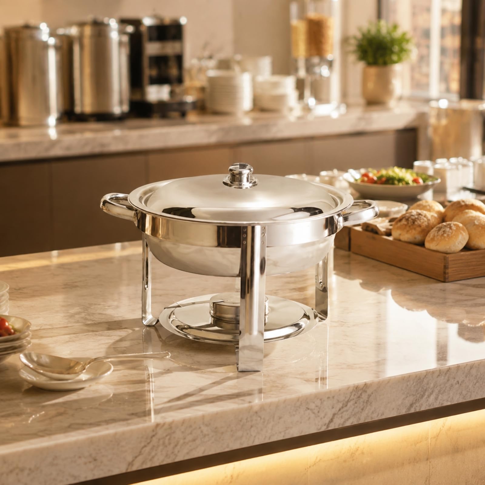 Chafing Dish da 4,5 L Rimovibile Chafing Dish Resistente Corrosione Scaldavivande per Catering, Albergatori, Ristorante, Argento