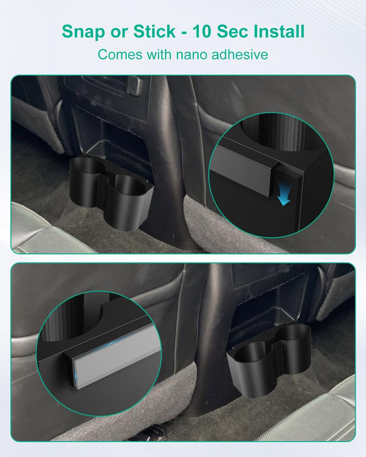 Rear Dual Cup Holder Compatible with Chevrolet Yukon Denali Tahoe Suburban and GMC Sierra Silverado 2015-2020, 3-Inch Cupholder Durable Plastic