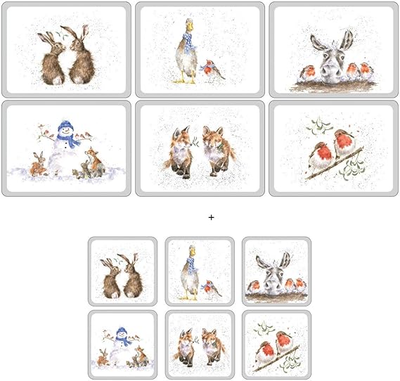 Wrendale Christmas, 6 Placemats + 6 Coasters Amazon.co.uk Home & Kitchen