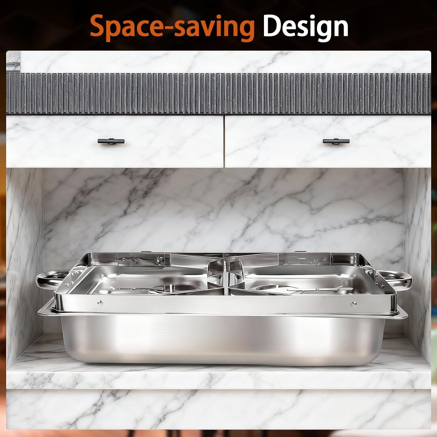 Chafing Dishes for Buffet 9Qt 1 Pack Chafing Dish Buffet Set Stainless Steel Chafing Dishes Sturdy and Durable for Weddings & Parties & Festival, Silver