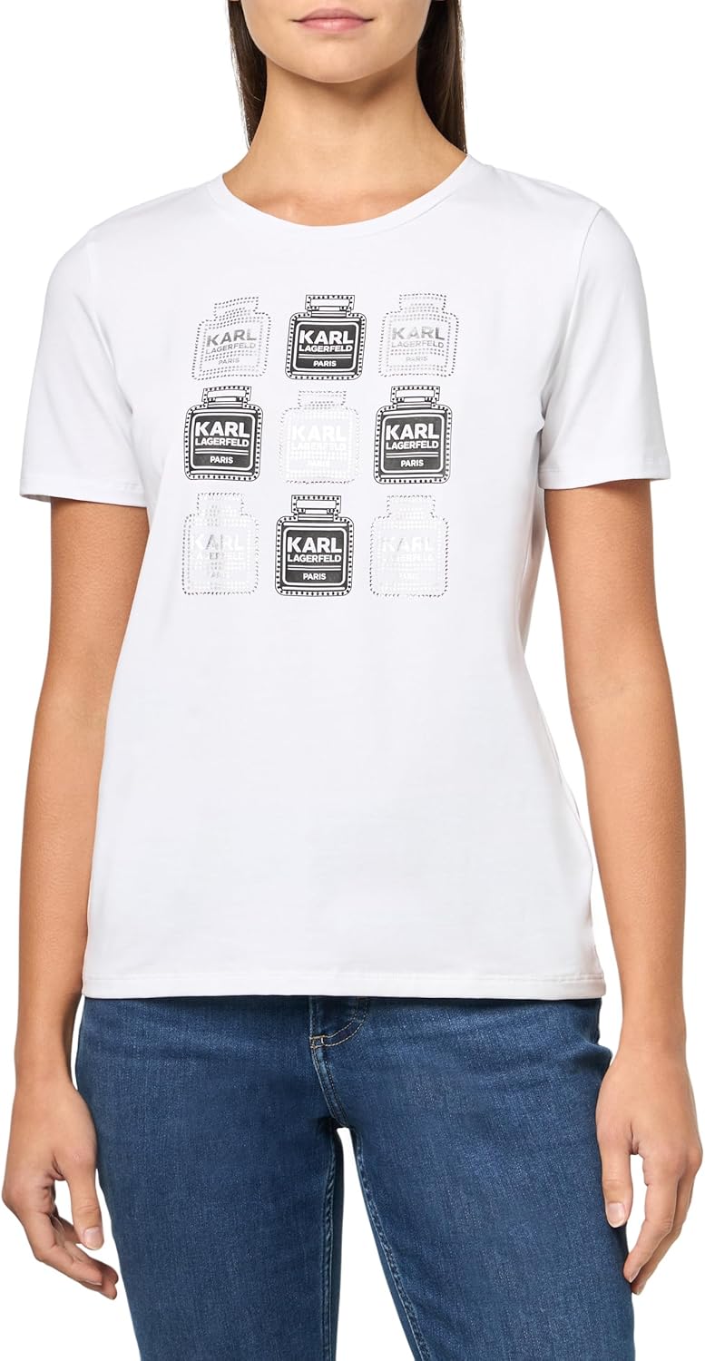 KARL LAGERFELD Women's Graphic Square Logo T-Shirt