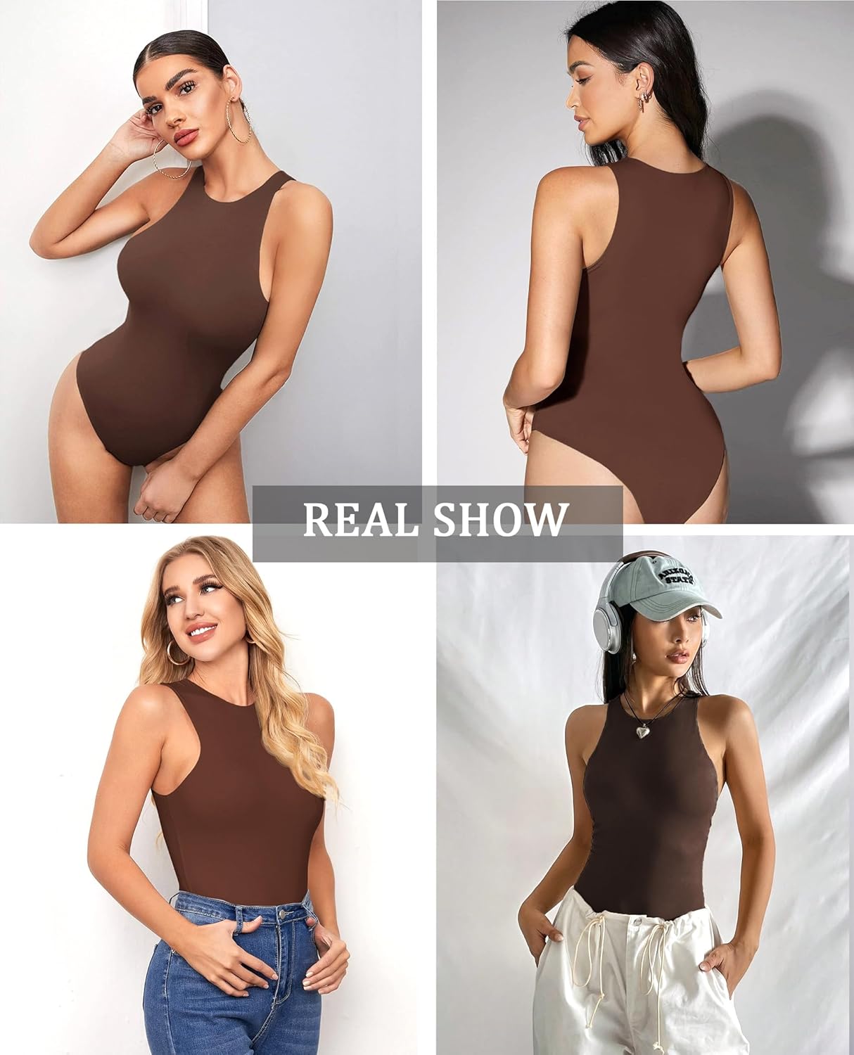 Avidlove Bodysuits for Women Crew Neck Sleeveless Body Suits Snap Closure Double Lined Tank Tops Bodysuit - Image 6