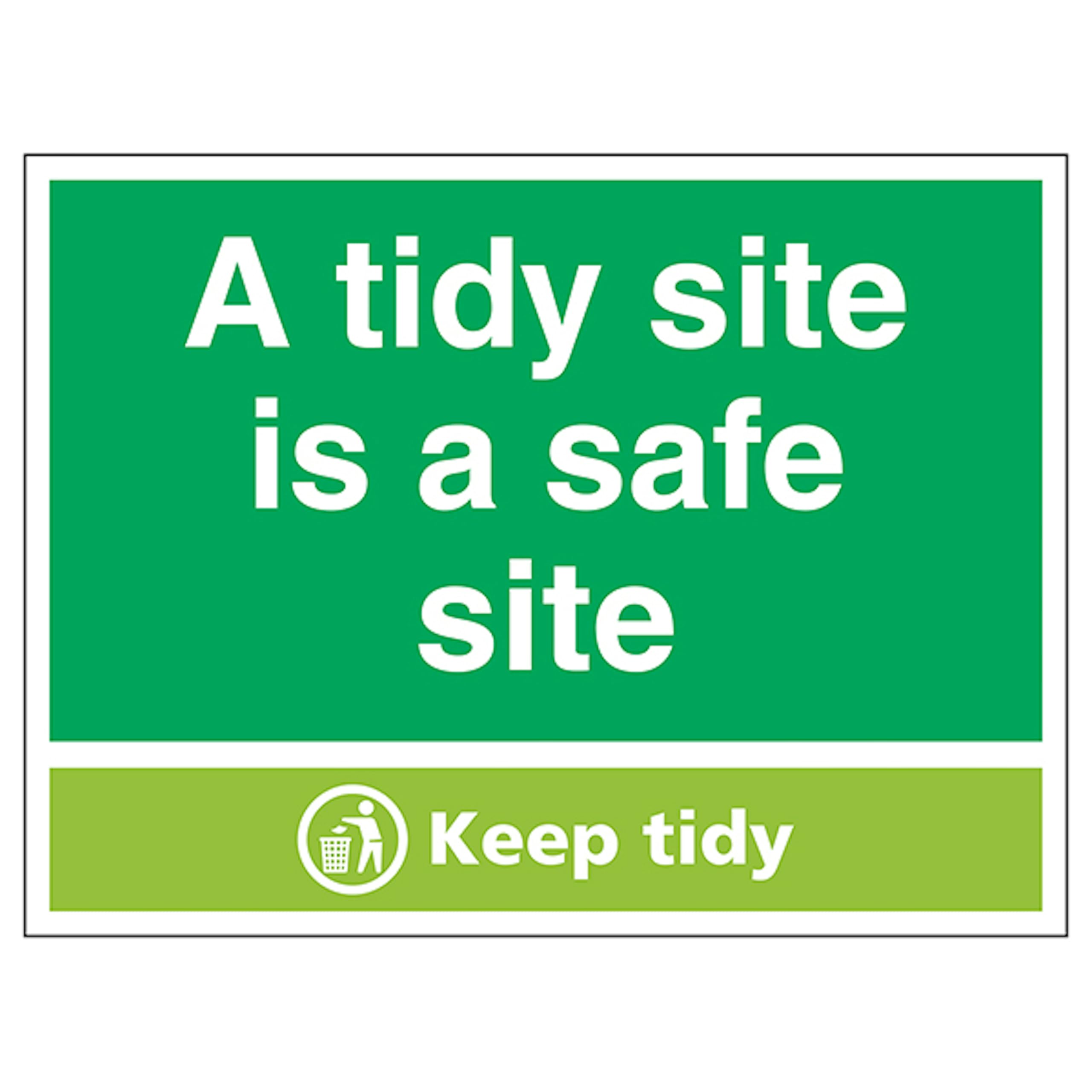 V Safety A Tidy Site Is A Safe Site, Keep Tidy 200 x 150 mm - 3mm Aluminium Composite Safety Sign