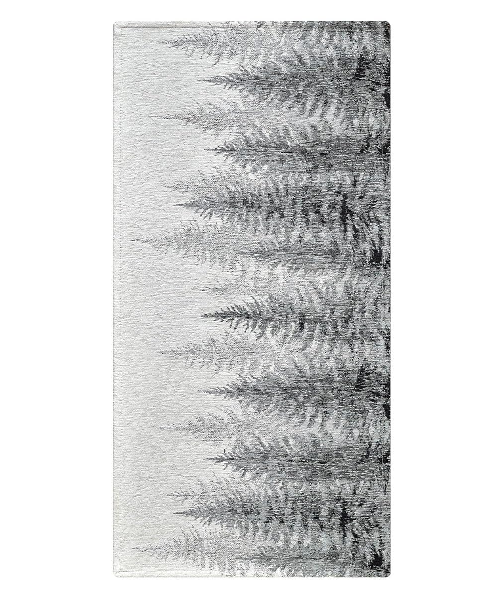 Tapis de cuisine antidérapant au motif de forêt de montagne gris et lavable