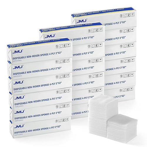 Miniatura 23 de JMU Almohadillas de gasa, 3000 almohadillas de gasa de 2 x 2, esponjas de gasa no tejidas de 4 capas, gasa multiusos
