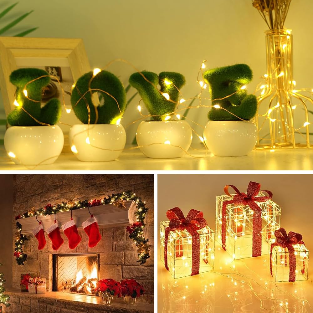 40 Luci LED A Batteria Da 1m Con Filo Di Rame - 10 LED L'una, Calde, Impermeabili IP65 Per Decorazioni Fai Da Te