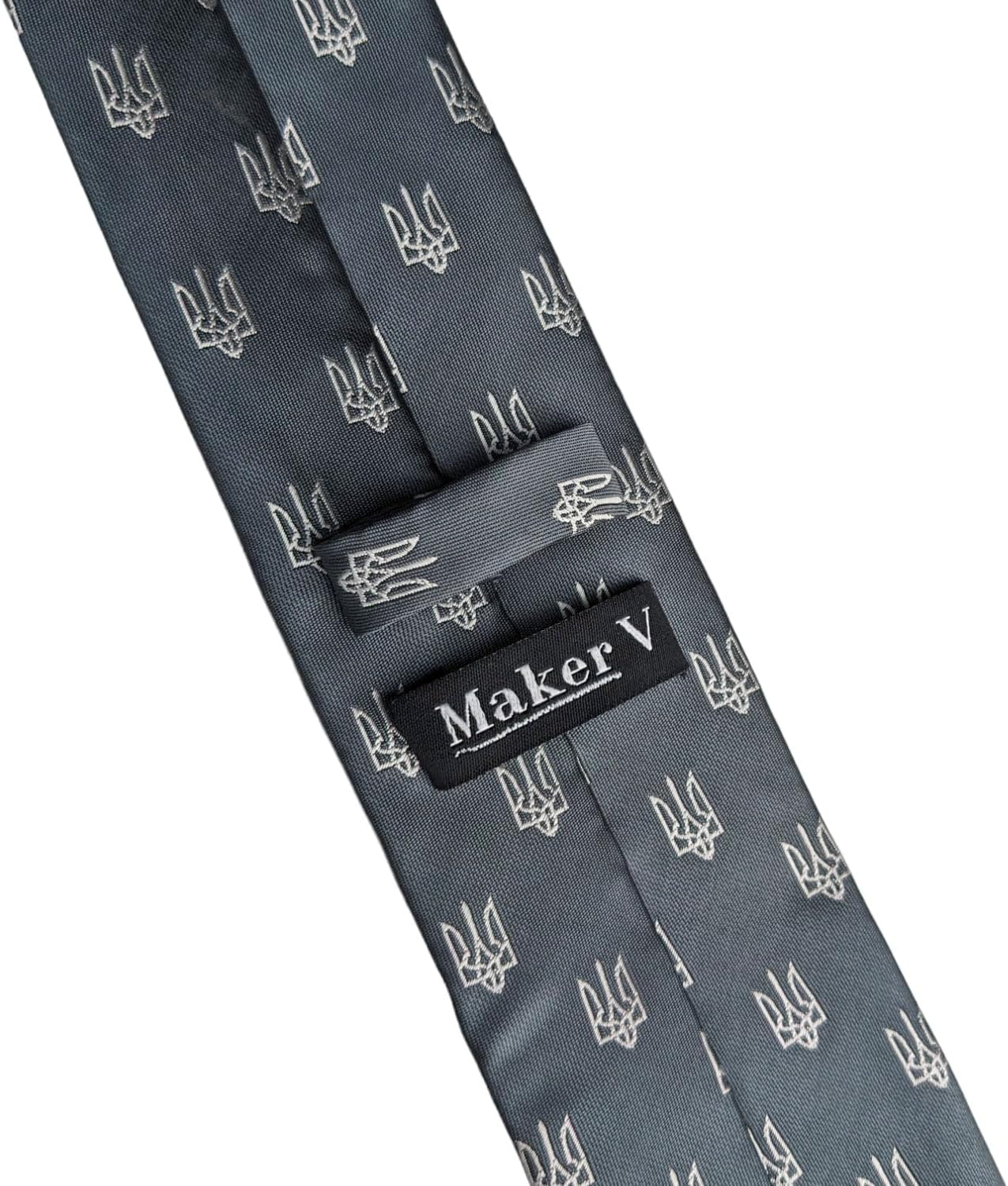Maker V Ukraine Necktie - Ukrainian Neckties - Men's Kyiv gift - Men's Ukrainian Gift - Ukraine Trident Gifts for men