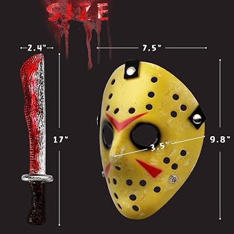 Horror Halloween Masks for Adult Hockey Masks with Bloody Machetes