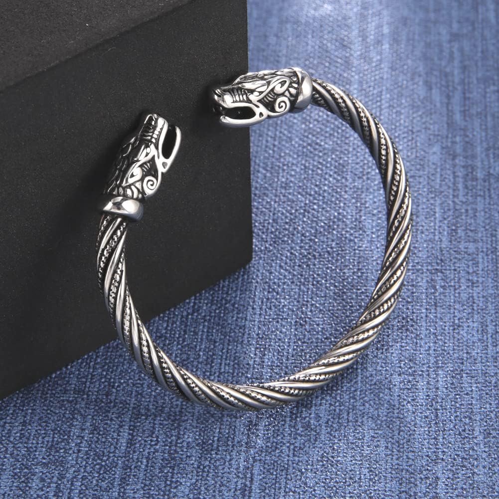 kkjoy Viking Bracelet for Men Stainless Steel Animal Head Screw Teen Cuff Bangle Norse Biker Nordic Pirates Amulet Jewellery - Image 7