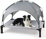 Heeyoo Elevated Lit pour chien avec canopée amovible, lit pour chien portable avec tente d'ombre de protection solaire, lit de refroidissement pour chien élevé pour chiens, bleu 42in