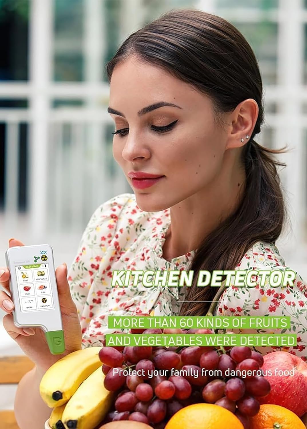 Tester digitale portatile per nitrati alimentari, tester dell'acqua TDS e misuratore di radiazioni, prova frutta, verdura, carne, pesce e qualità dell'acqua
