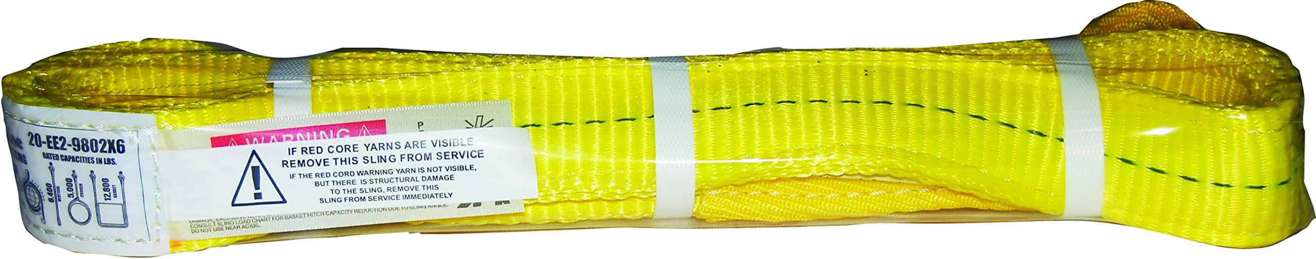 S-Line 20-EE2-9802X6 Eye to Eye Twisted Web Lifting Sling, 2 in W x 6 ft L, 2-Ply, Loop End