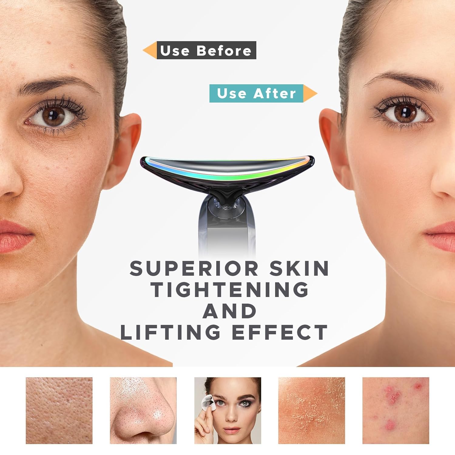 2025 Upgraded Red Light Therapy for Face Portable Charging Dock, Facial Neck Massager 3 Heat Settings, Vibrating Face Massage, 9-Color LED Light & 30-Day Battery | Home Spa Travel Skincare - Black - Image 6