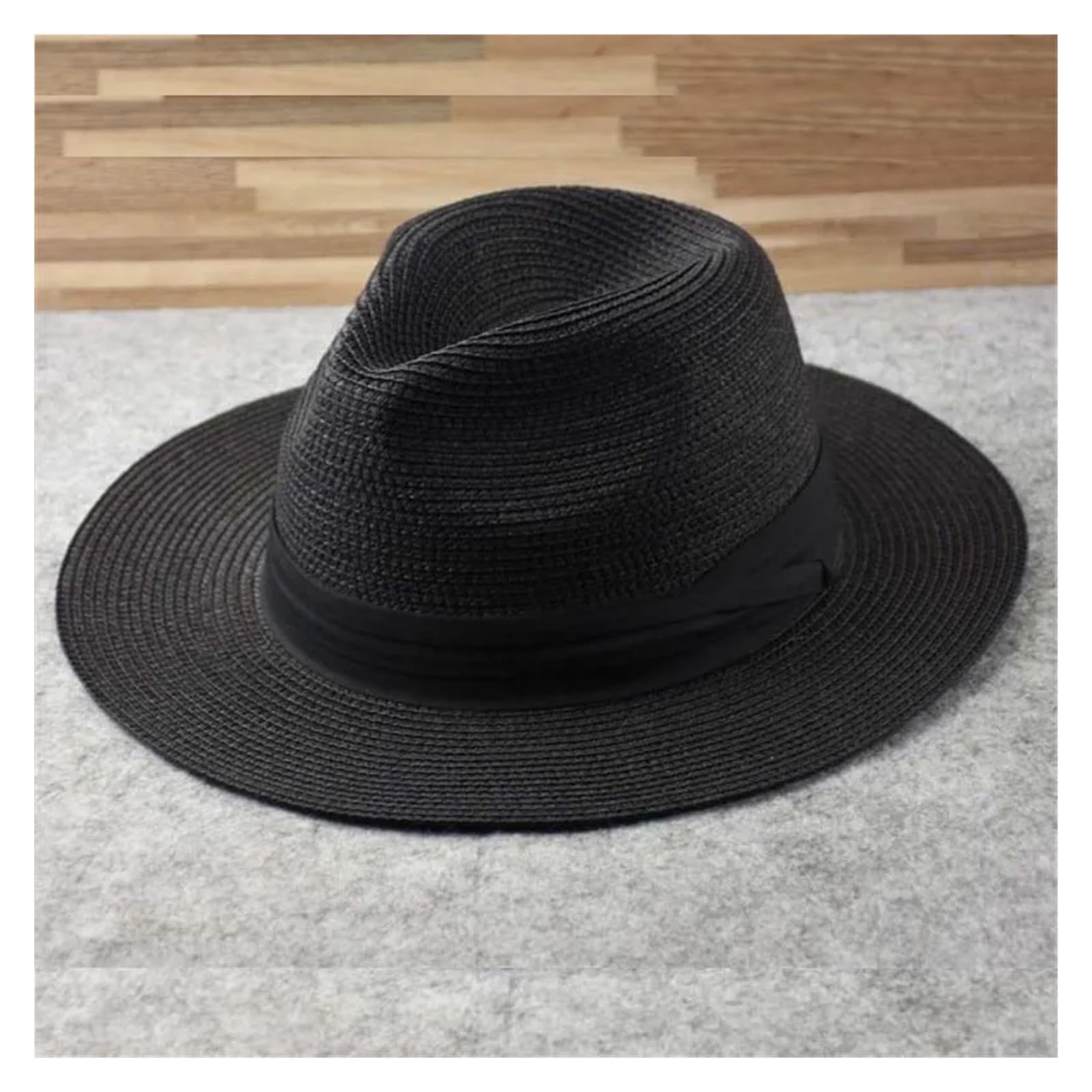 Sombreros de sol para mujer y hombre, Sombrero de paja plegable for hombre, multicolor, varios tamaños(Black,52cm-54.5cm)