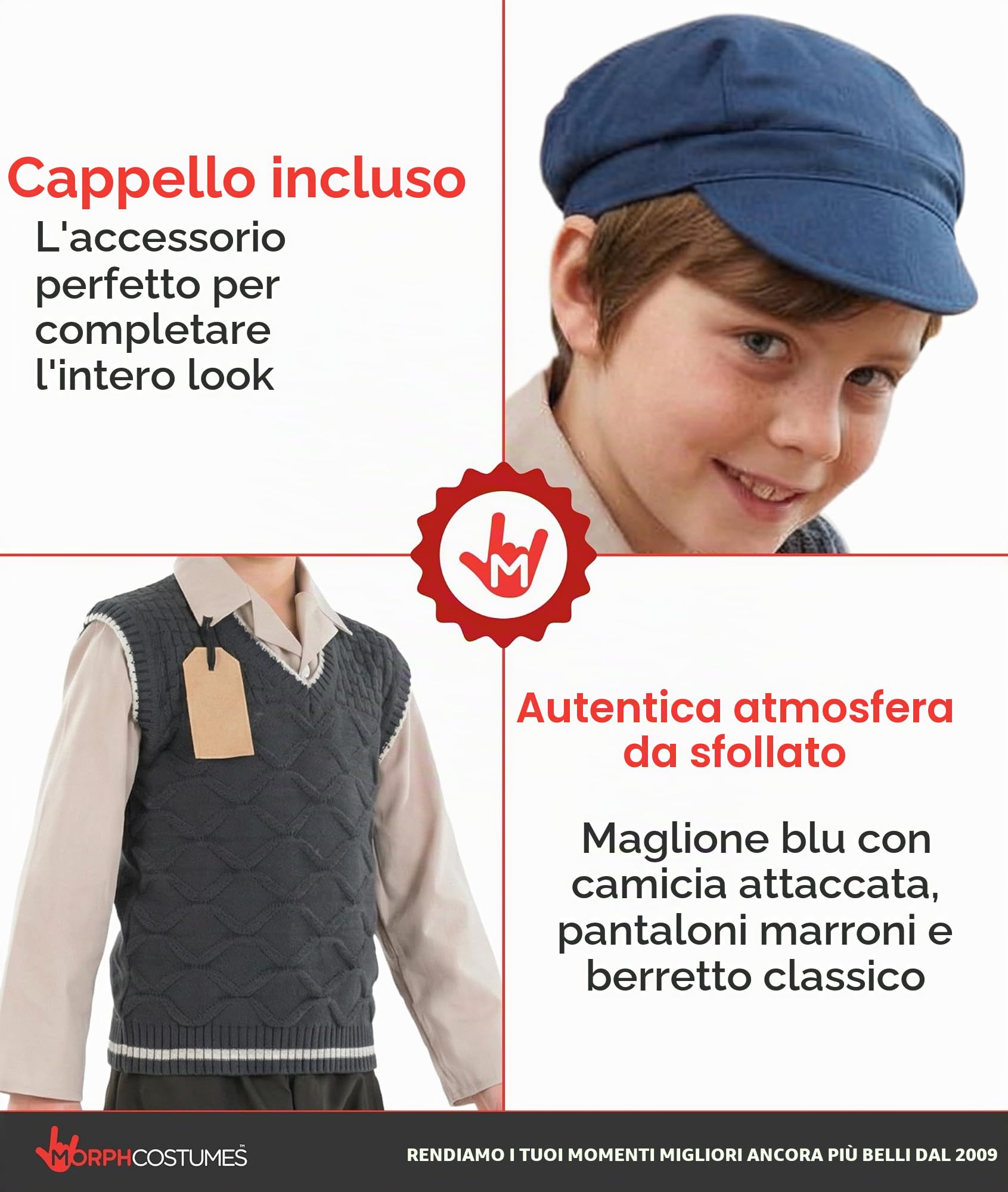 Fun Shack Costume Contadino Bambino, Costume Rustico Halloween Bambino | Pantaloni, Maglione, Camicia & Berretto, Stile Rustico d'Altri Tempi, Perfetto per Halloween, Ideale per il Gioco di Ruolo