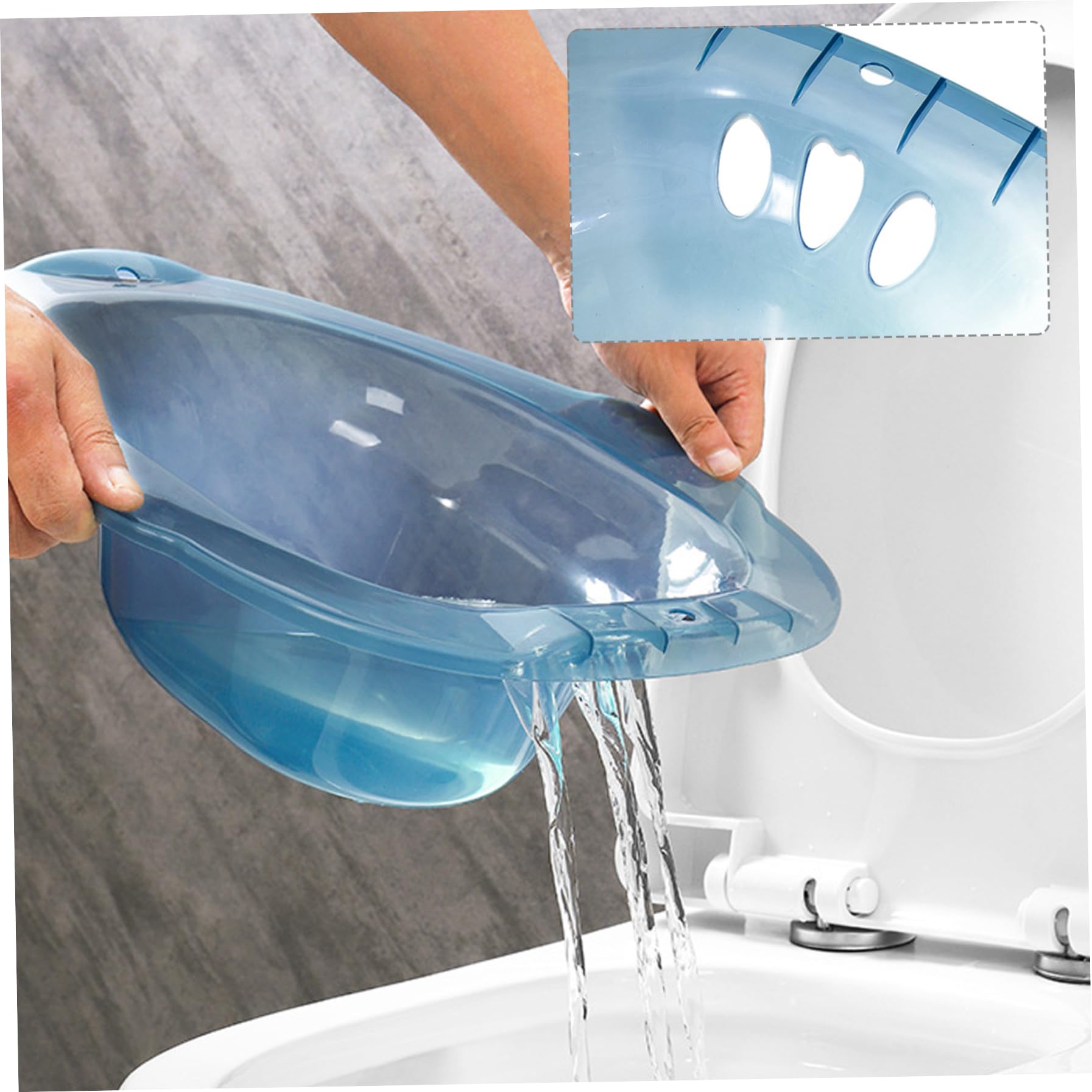 Baignoire de siège portable au-dessus des toilettes, bidet portable anti-débordement, fixation de bidet capacité pour hémorroïdes, soins privés post-partum, bleu, décor