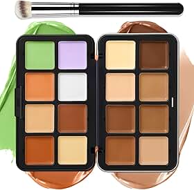 16 cores creme [base corretivo de contorno] Paleta de maquiagem para bochechas – Kit de paleta de maquiagem tudo em um com pincel, paleta de maquiagem natural fosca de longa duração, impermeável