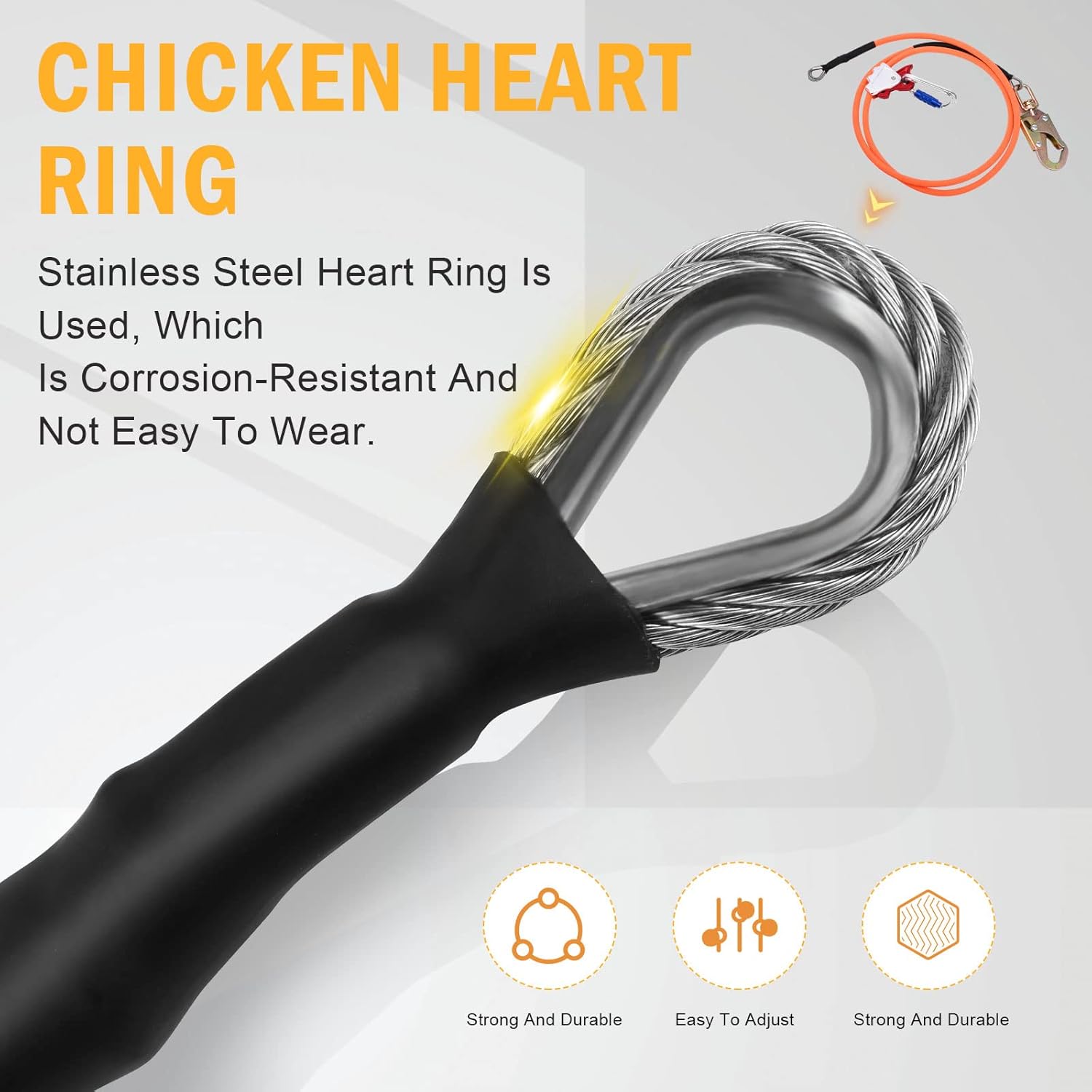 Steel Core Flipline Kit 1/2 Inch x 8 FT Adjustable Climbing Lanyard for Fall Protection Tree Climbers Arborist : Tools & Home Improvement