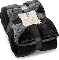 Vista 110 de Genteele Manta de Tiro Sherpa Súper Suave Reversible Ultra Lujosa de Felpa, 40 x 50 pulgadas, Negro/Gris
