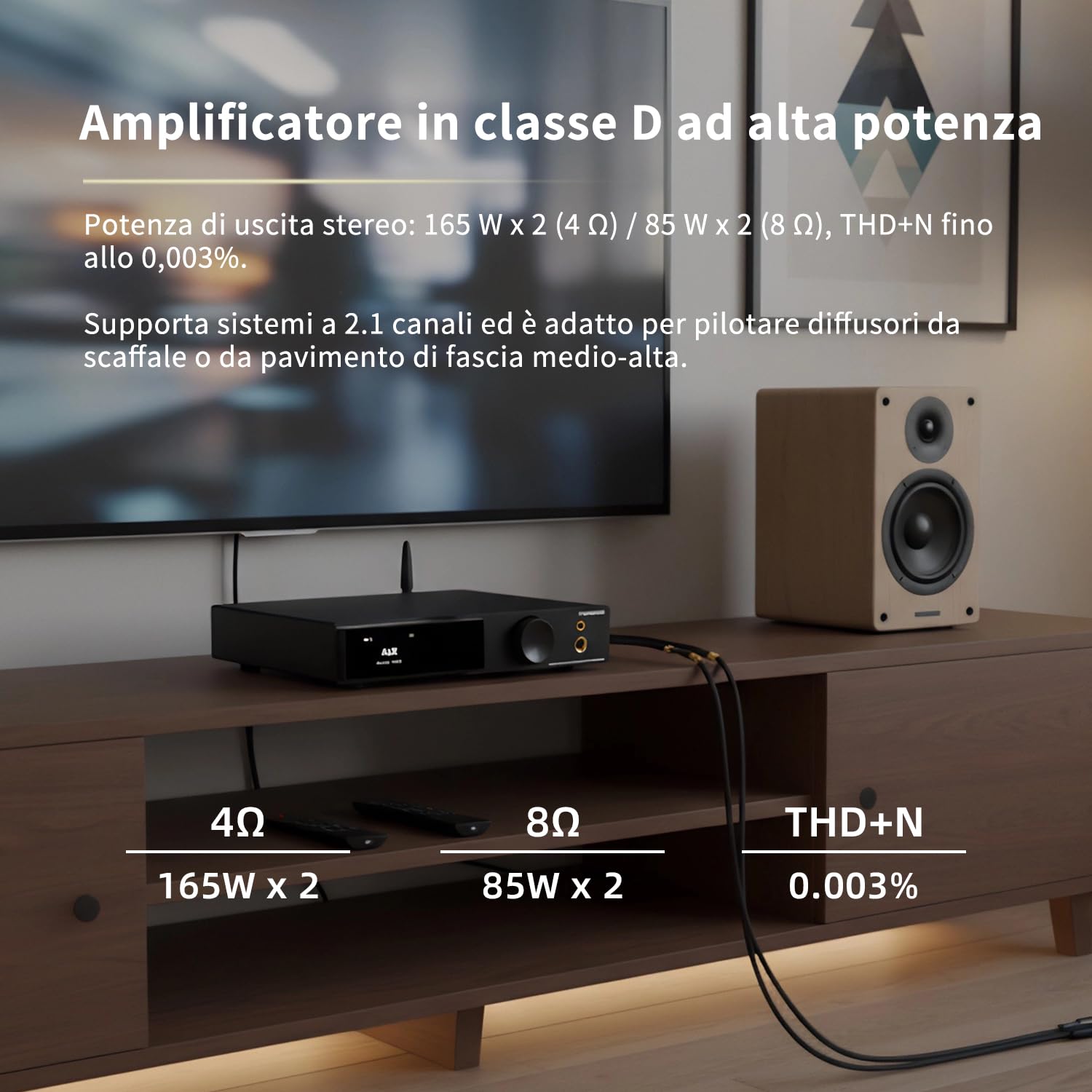 SMSL AO300 PRO Potenza Amplificatore DAC CS43131 165W MQA USB Coax Ottico RCA 2.1 Canali Cuffie 4.4mm 6.35mm Argento