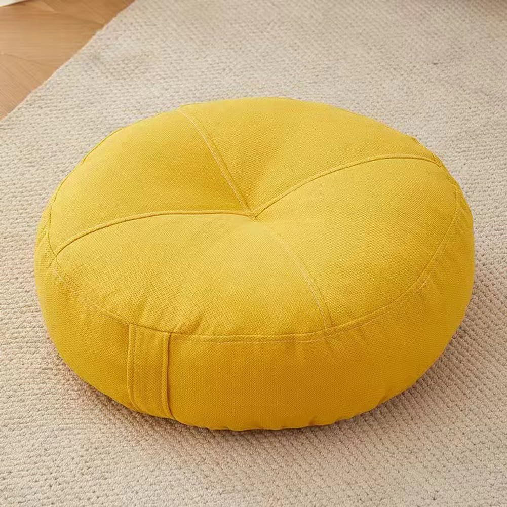 JNTFNE Extra Thick 15cm Cushion Pad for Armchair & Wheelchair - 100% Cotton Seat Elderly Post-Operative Relief Round Yellow (50x50cm) Comfort Support
