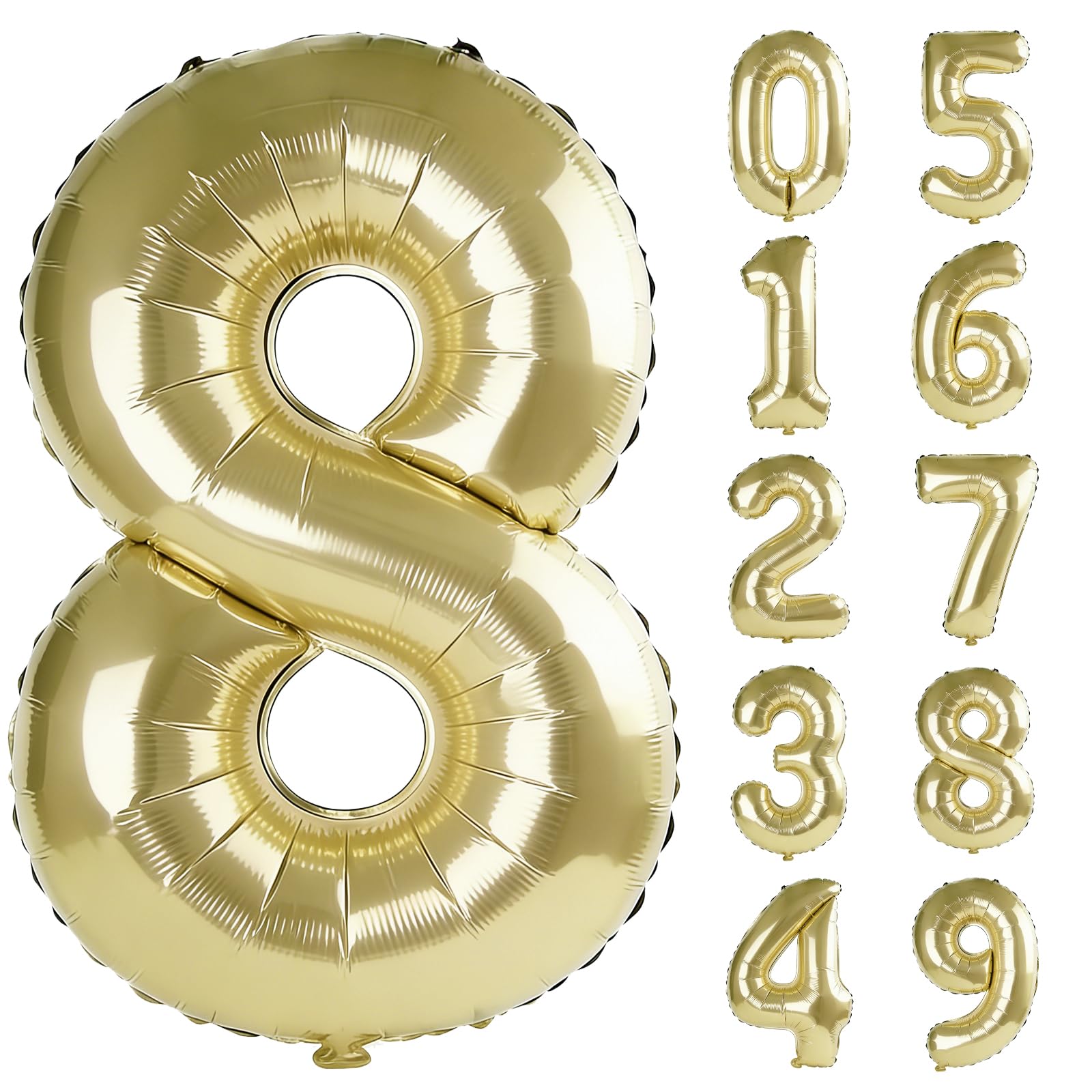 40 Inch Number 8 Balloons for 8th Birthday Party Decorations,0-100 Jewelry Blue Large No.8 Digital Balloons for Girls Boys and Daughter Son, Helium Foil Number Balloons for Wedding Anniversary — image 1